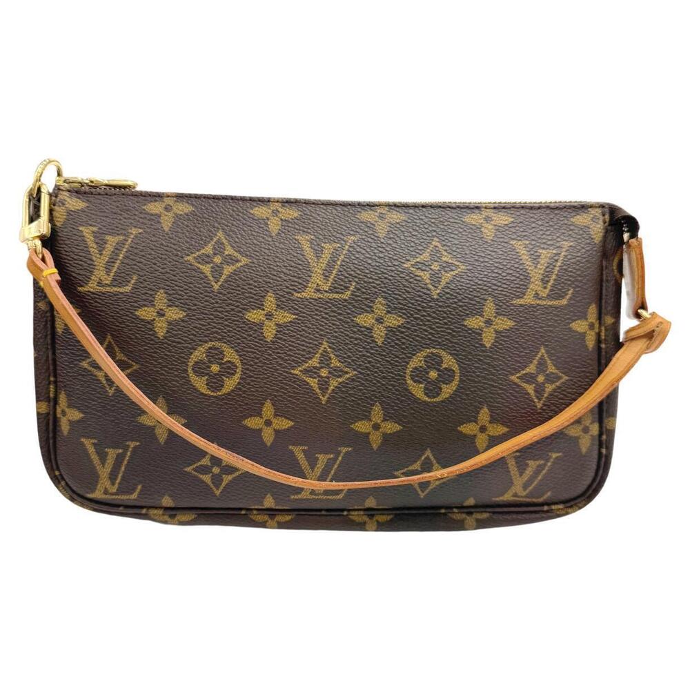 Louis Vuitton Monogram Pochette Accessoires Leather 2Way Shoulder Bag Brown